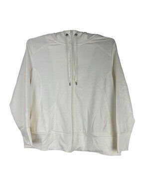 Olivia Warren Womens XL White Hoodie Lightweight Full-Zip Hooded Jacket